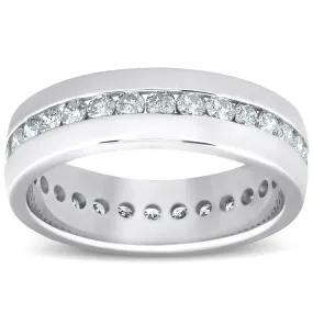 1 1/2 ct Mens Channel Set High Polished Comfort Fit Wedding Band Eternity Ring