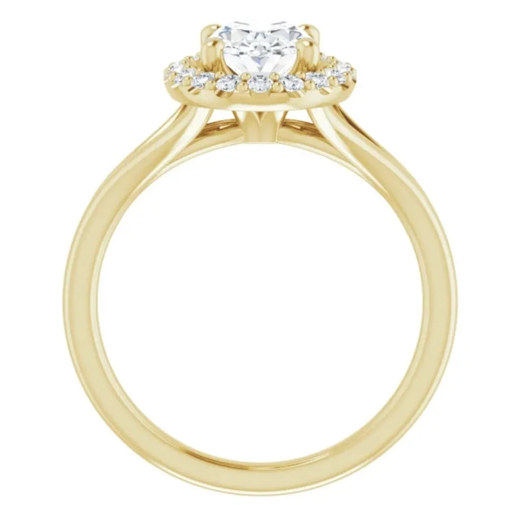 1 1/4Ct Oval Diamond Engagement Ring 14k Yellow Gold Halo Band Enhanced