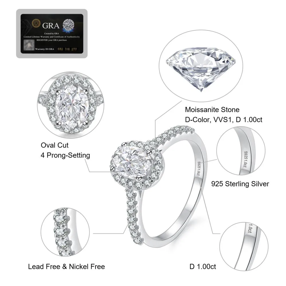 1.0 Carats VVS1 Moissanite Rings for Women