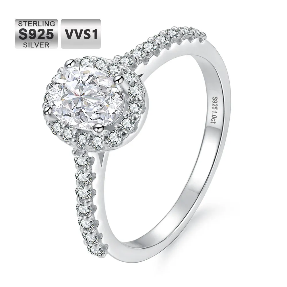 1.0 Carats VVS1 Moissanite Rings for Women