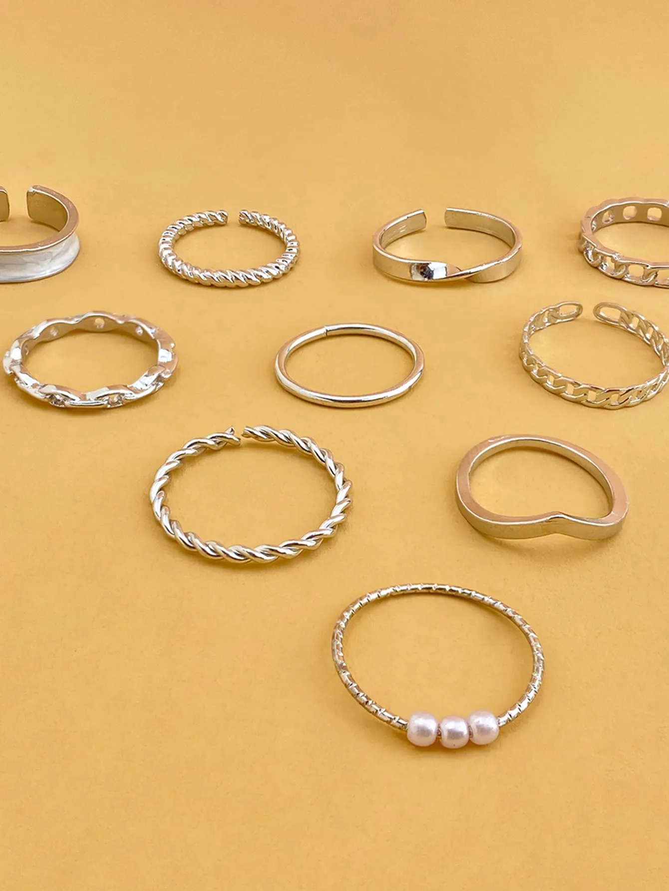 10pcs Faux Pearl Decor Ring