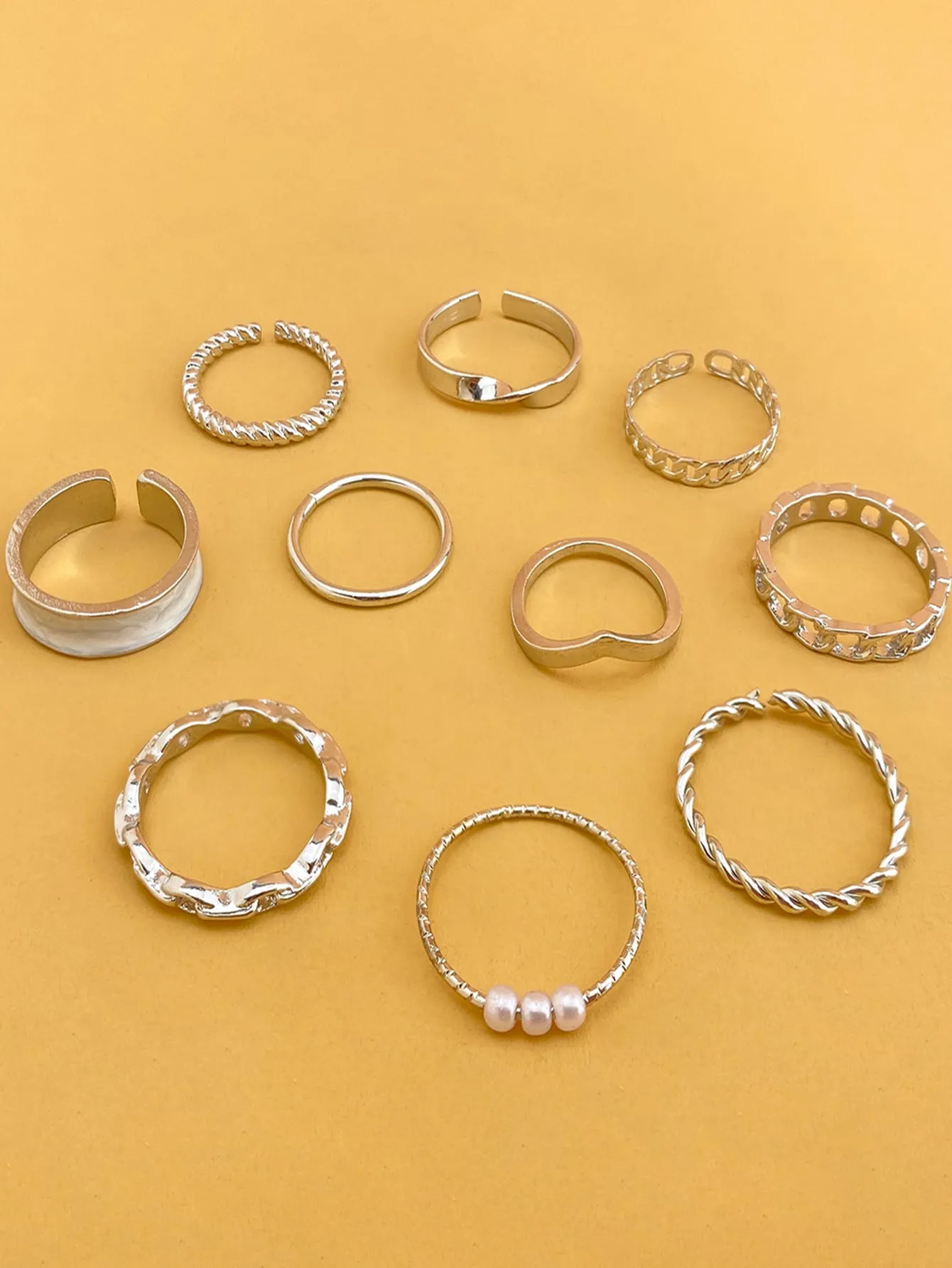 10pcs Faux Pearl Decor Ring