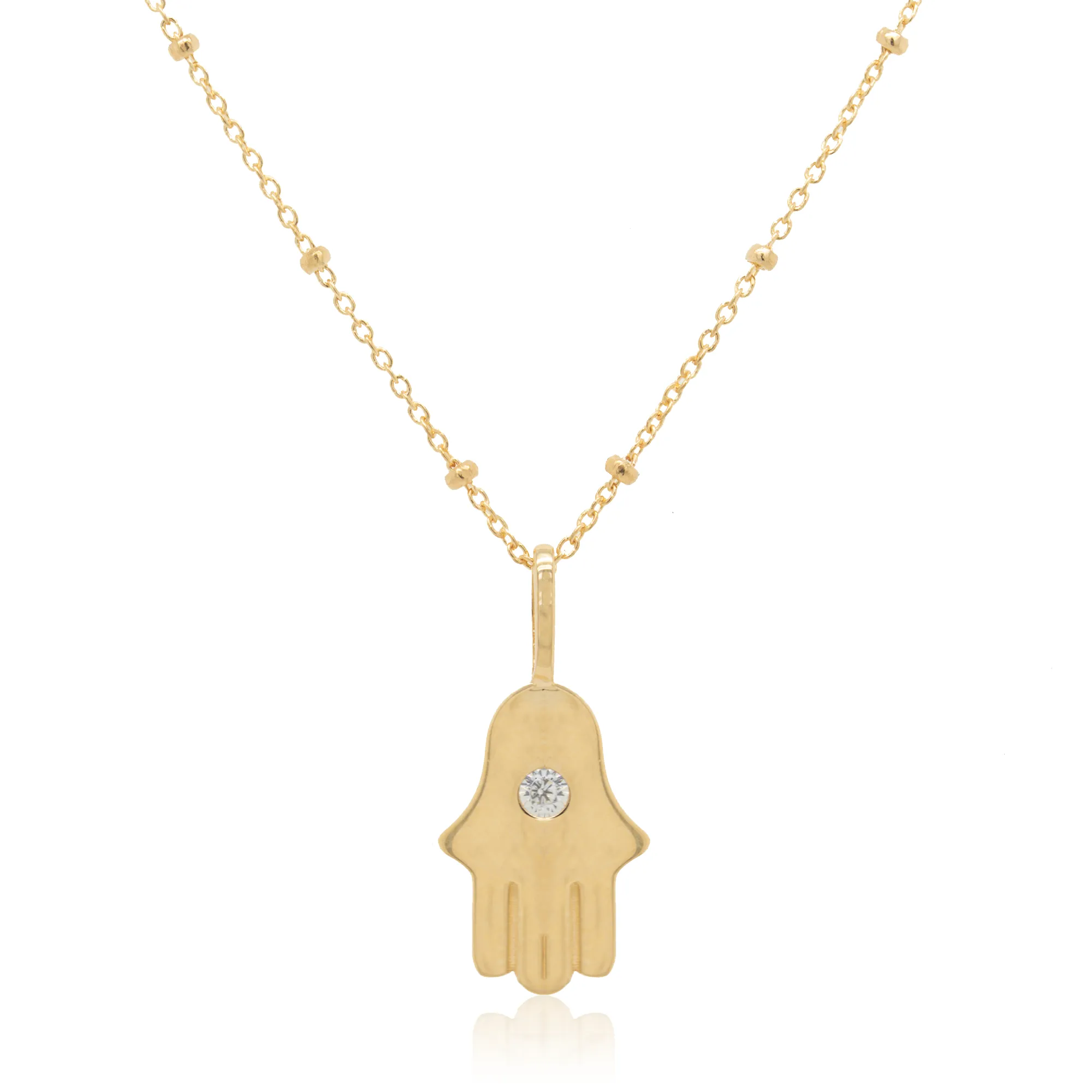 14k Diamond Hamsa Pendant Necklace