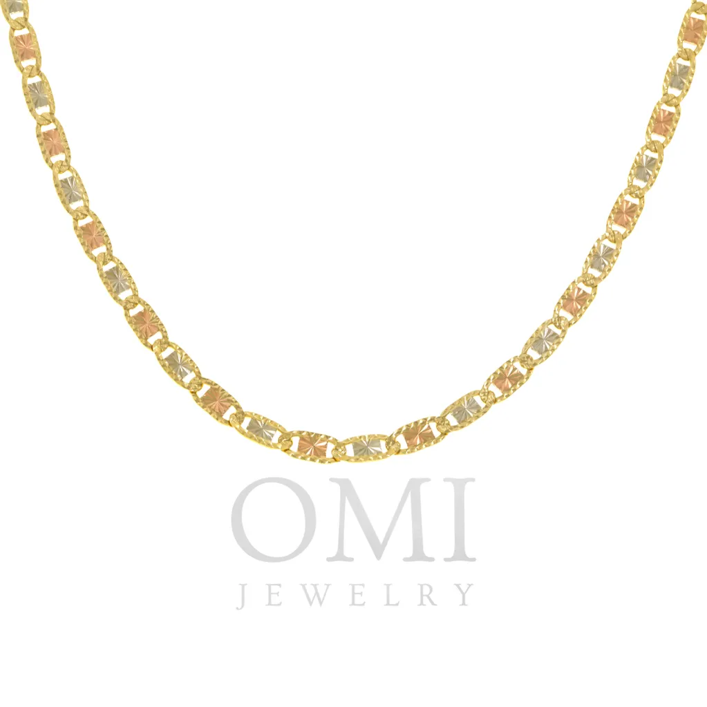 14K GOLD 5MM TRICOLOR FANCY CHAIN