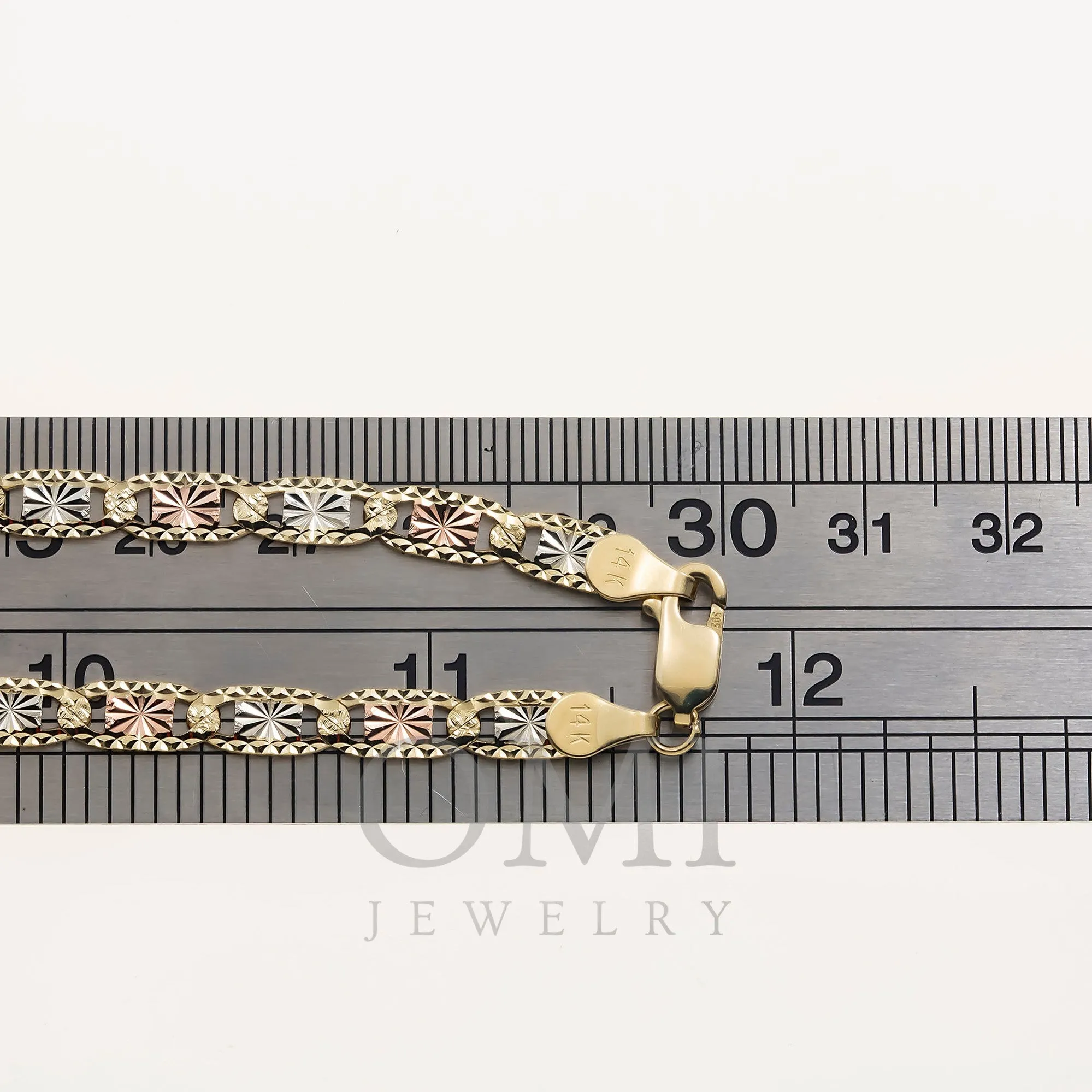 14K GOLD 5MM TRICOLOR FANCY CHAIN