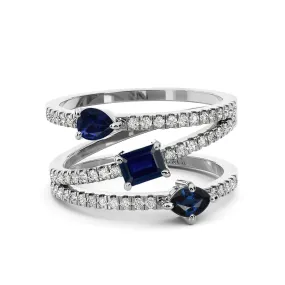 14k White Gold Gold 0.75ct ttw Diamond/Sapphire Ring