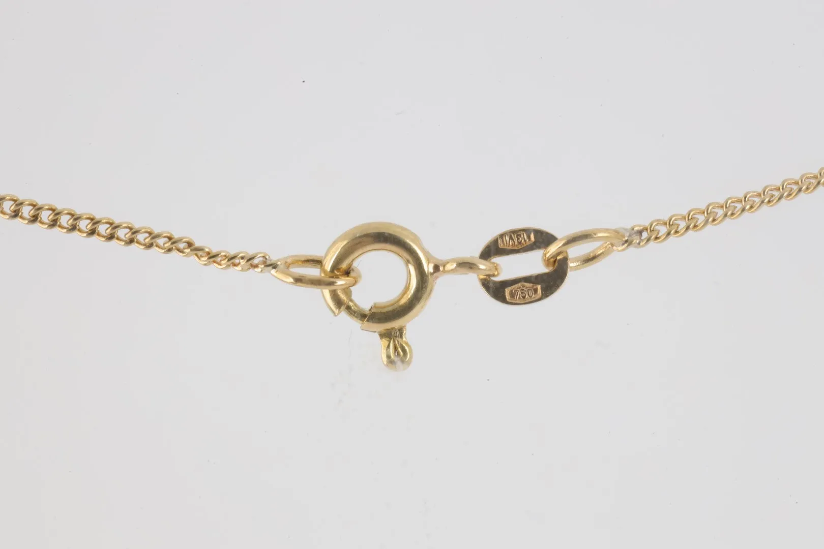 15" 18k Yellow Gold Curb Station Chain Necklace (2.24g.)