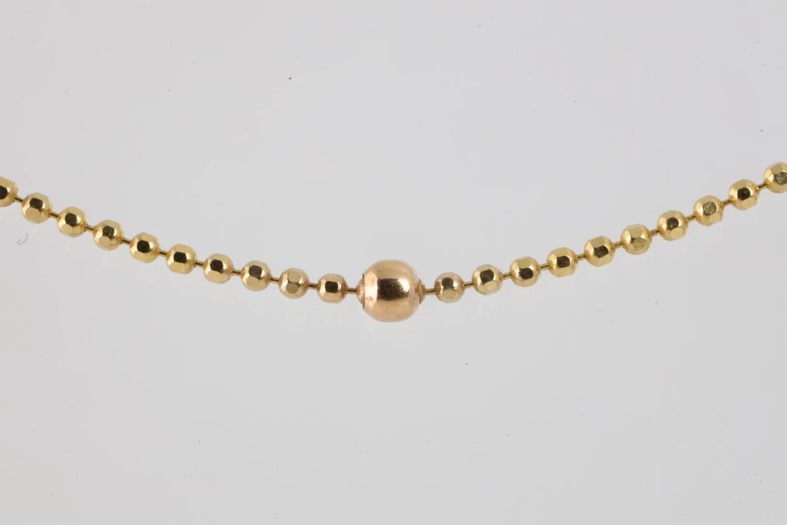 16'' 14k Two Tone Gold Beaded Chain Necklace (3.70g.)