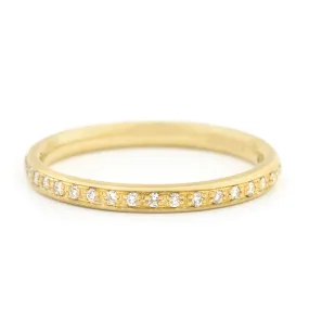 18K Gold Half Pave Diamond Ring