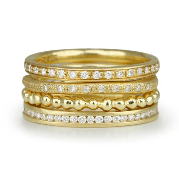 18K Gold Half Pave Diamond Ring