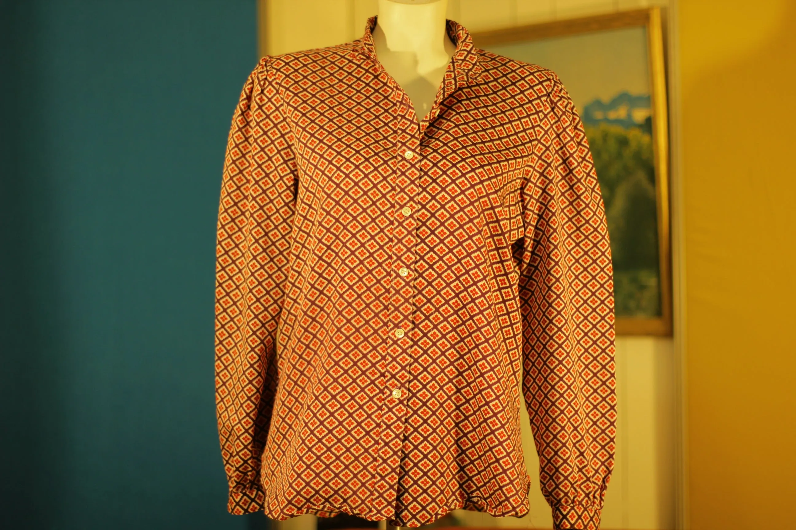 1970's Rare Vintage Levi Strauss Floral Button Up Western Long Sleeve Shirt. Levis Big E