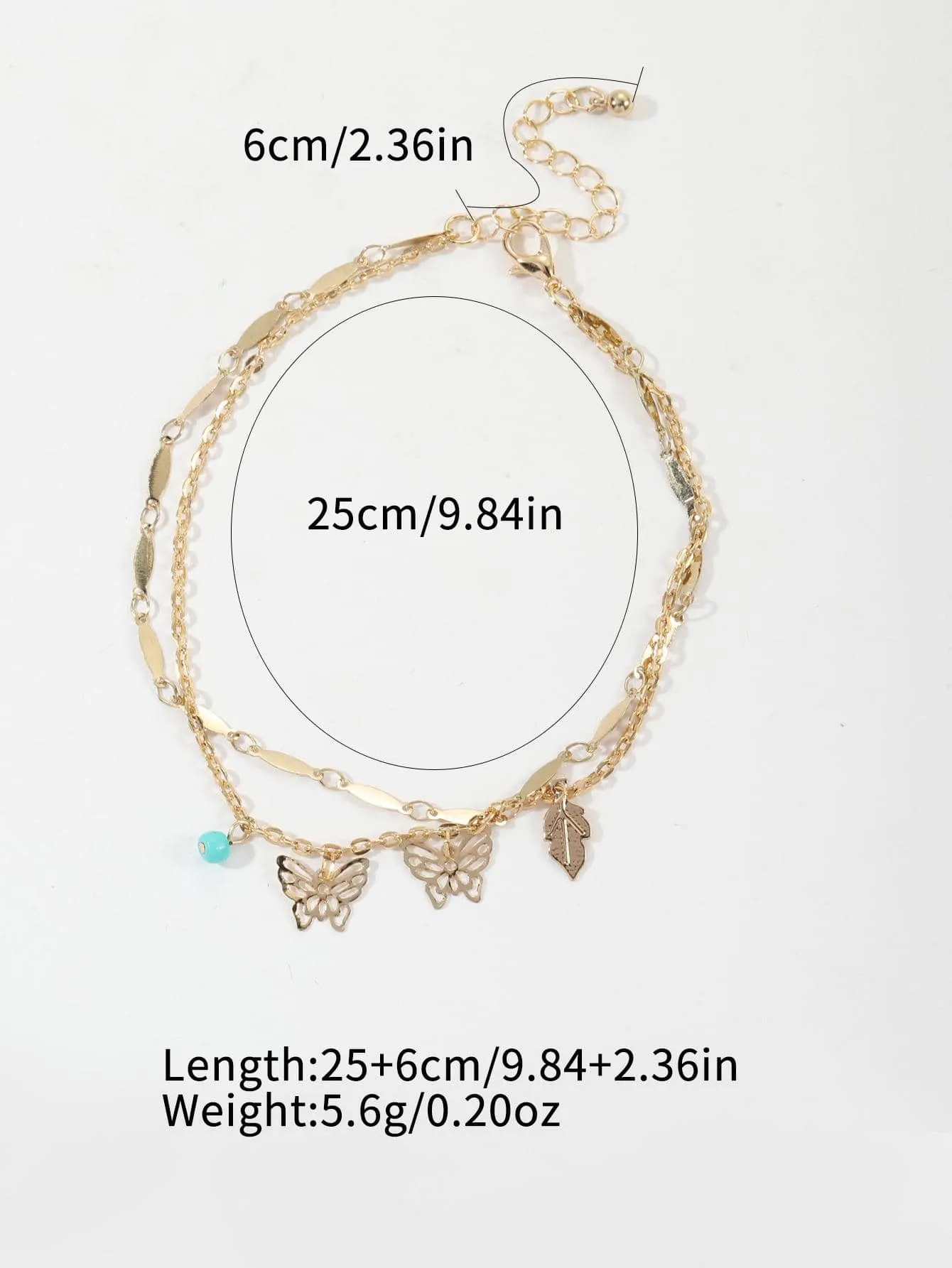 1pc Fashion Butterfly & Leaf Charm Layered Anklet For Women For Daily Decoration