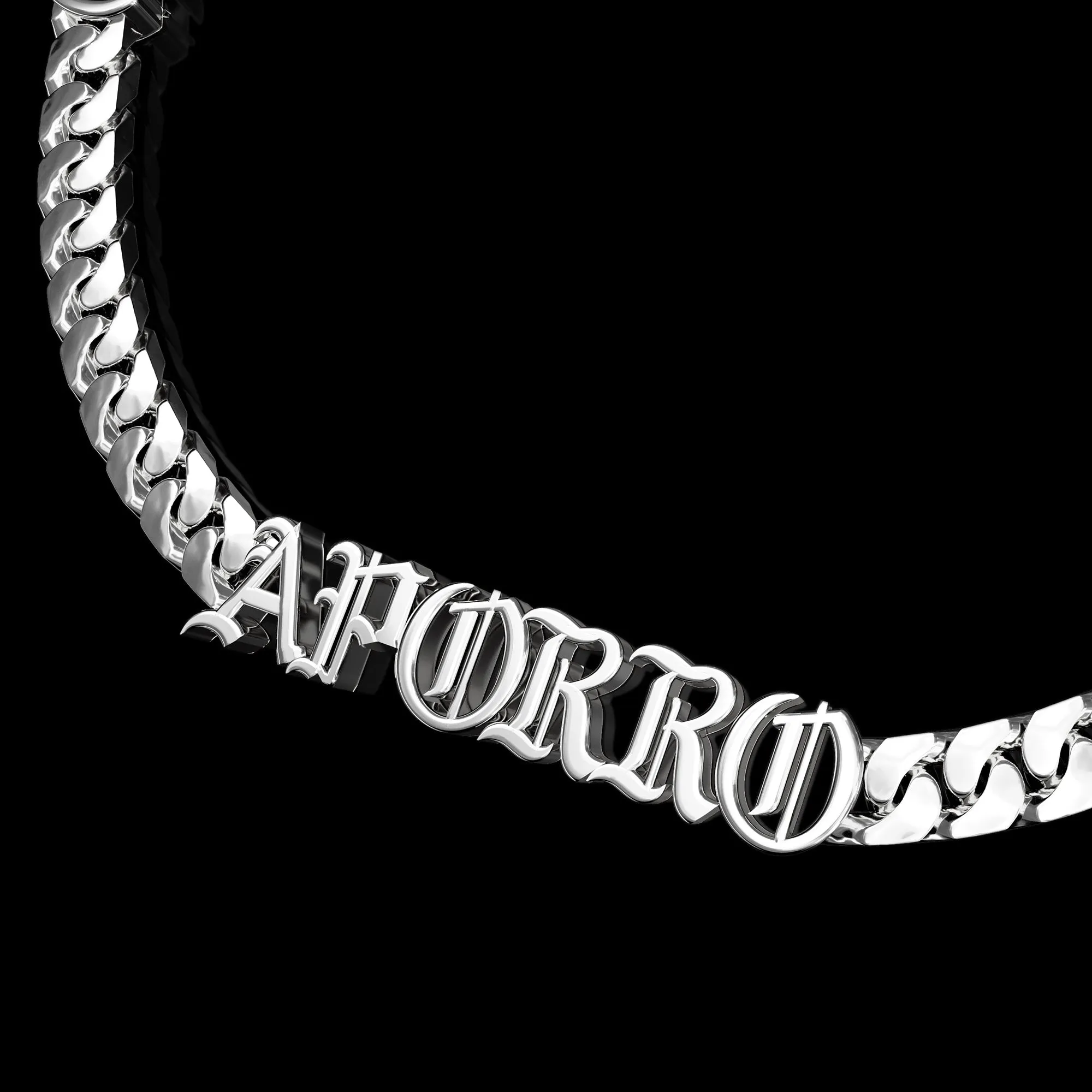 3mm/10mm Custom Old English Letter/Number Chain Name Necklace