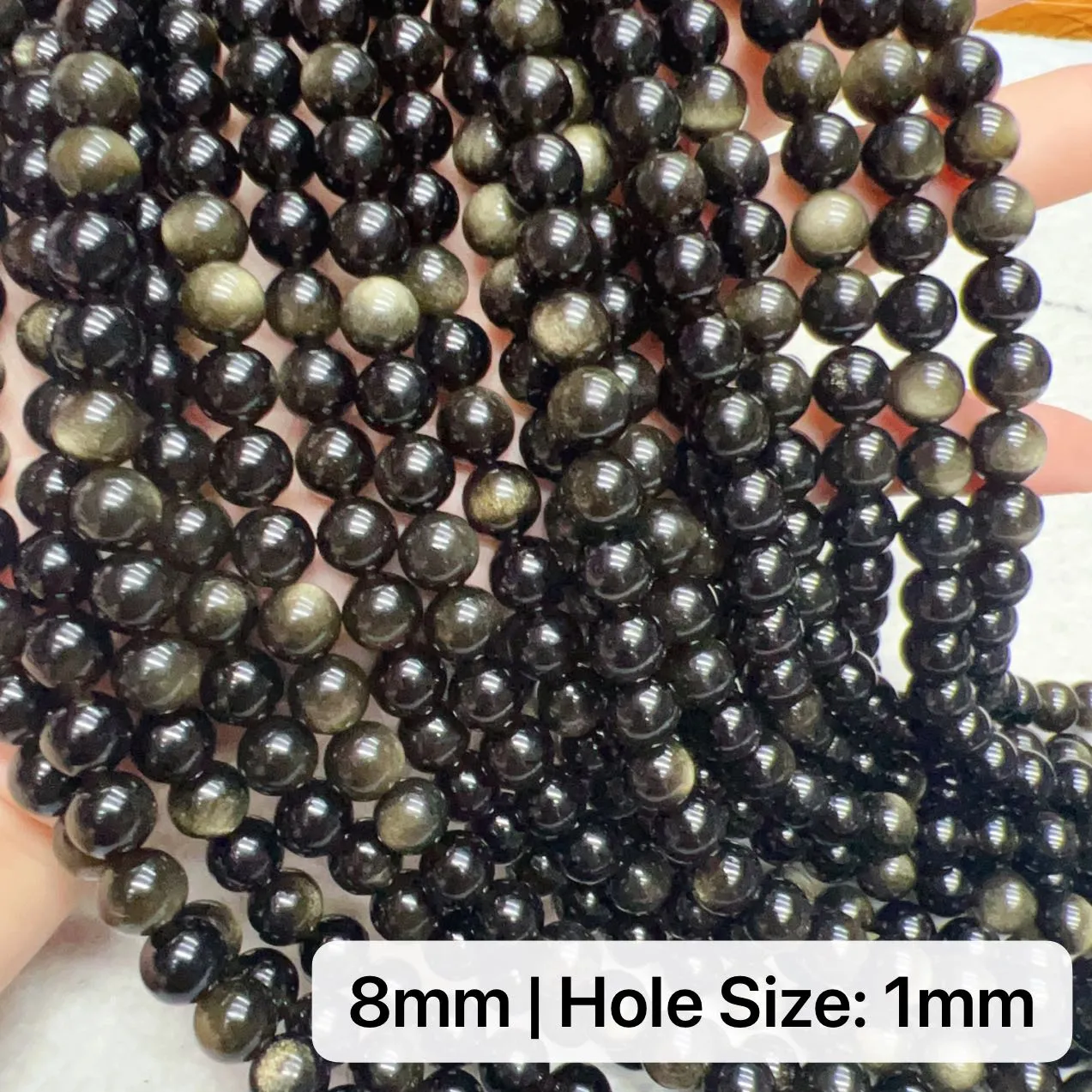 6-12mm High-quality Golden Sheen Obsidian Round Bead Strands for DIY Jewelry Project