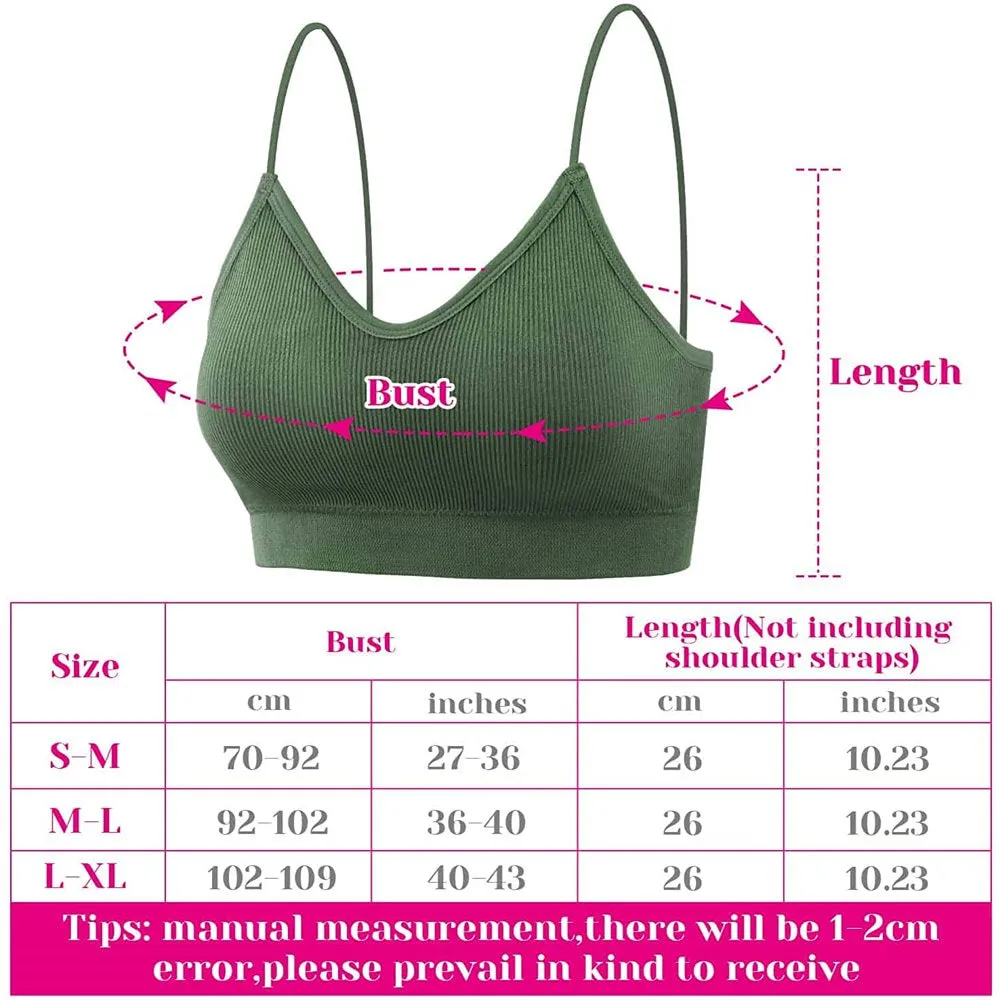 6 Pack Padded Bralettes for Women - V-Neck Cami