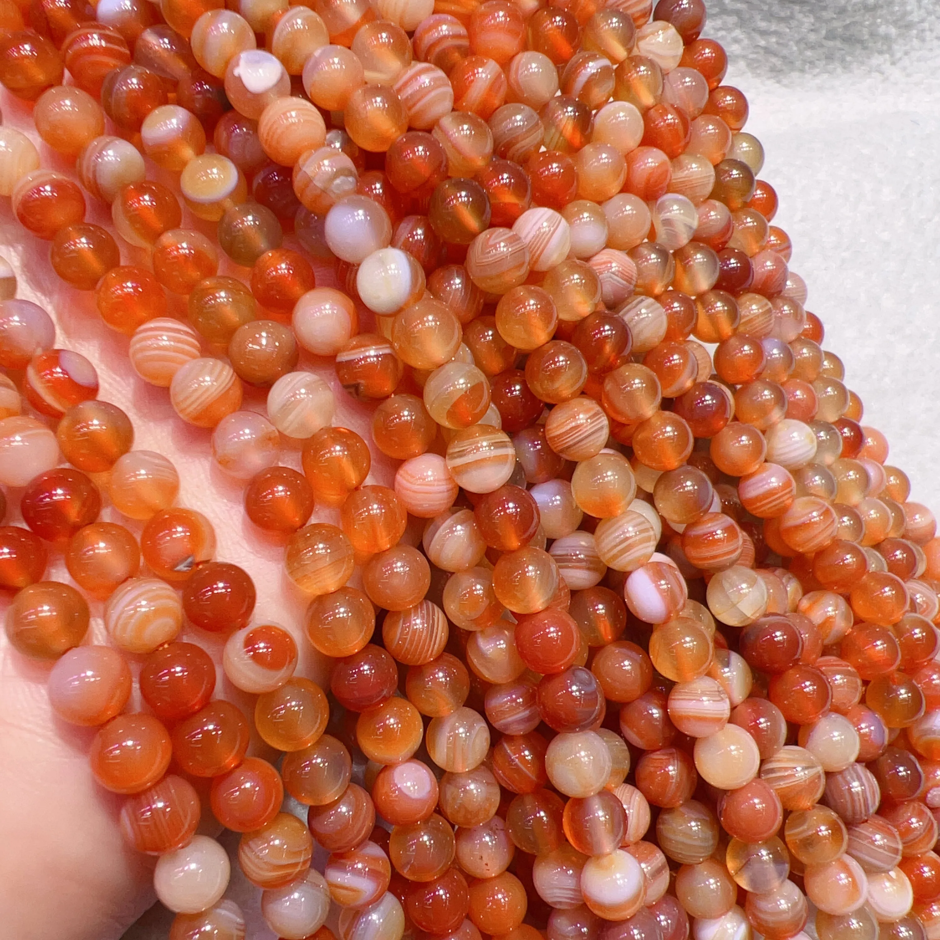 6mm Natural Orange-Red Botswana Agate Round Beads Strands for DIY Jewelry Projects