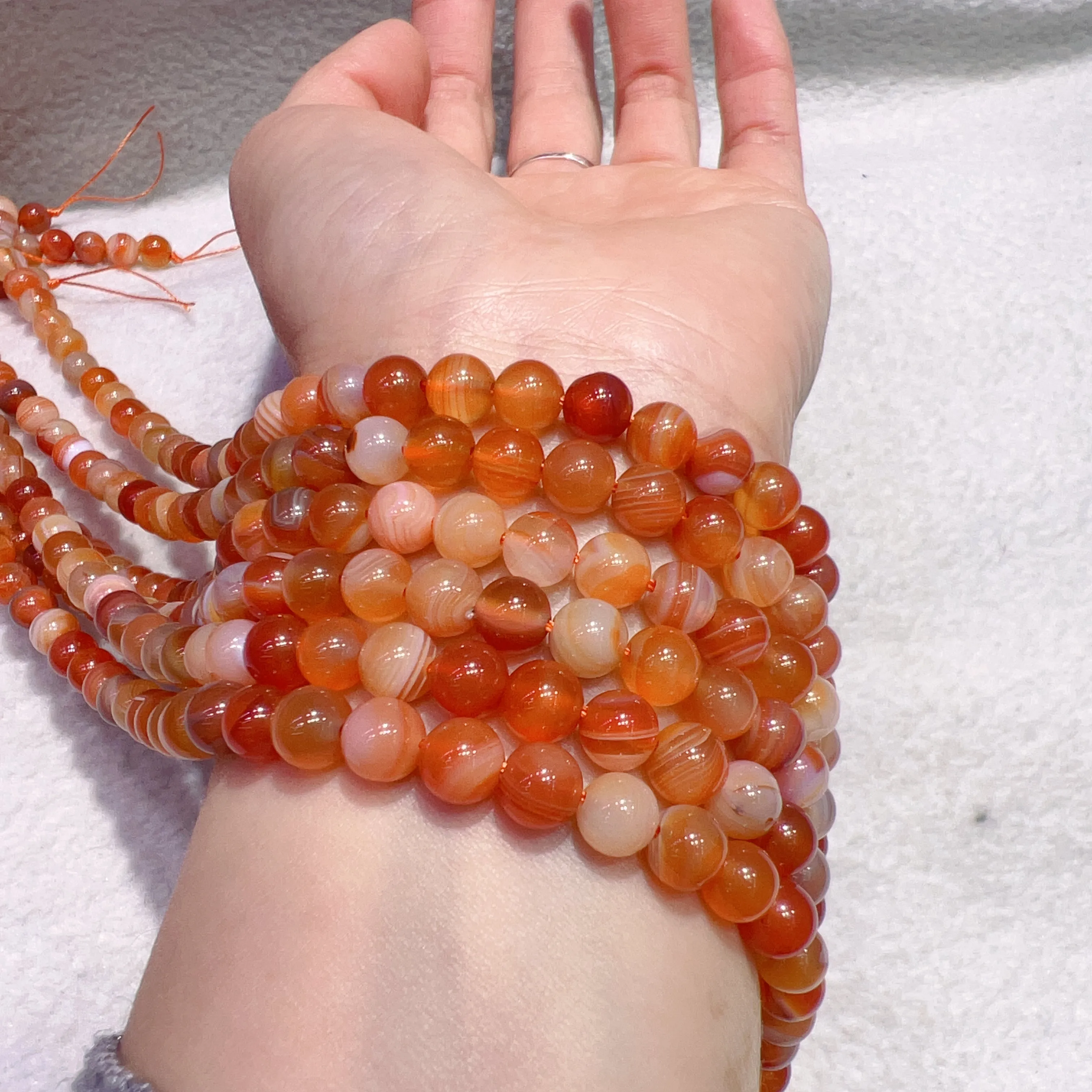 6mm Natural Orange-Red Botswana Agate Round Beads Strands for DIY Jewelry Projects