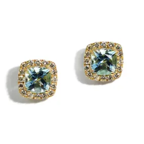 A & Furst - Dynamite - Stud Earrings with Aquamarine and Diamonds, 18k Yellow Gold