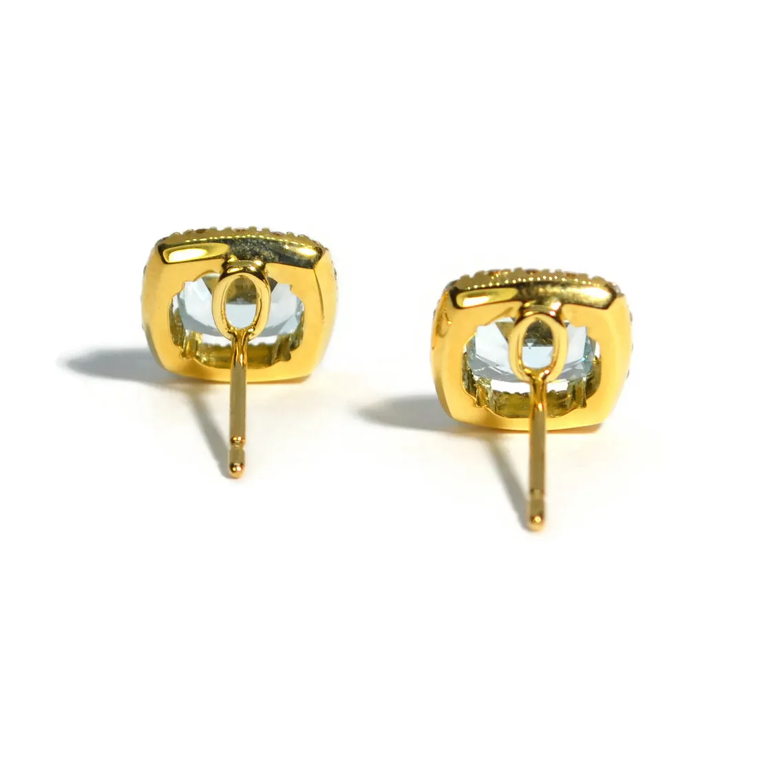 A & Furst - Dynamite - Stud Earrings with Aquamarine and Diamonds, 18k Yellow Gold