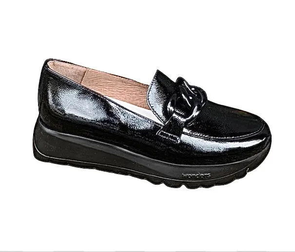 A2405 Black Patent Chain Platform Loafer