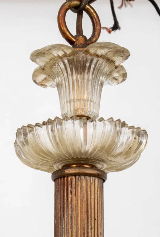 American Art Deco Molded Glass Pendant Light