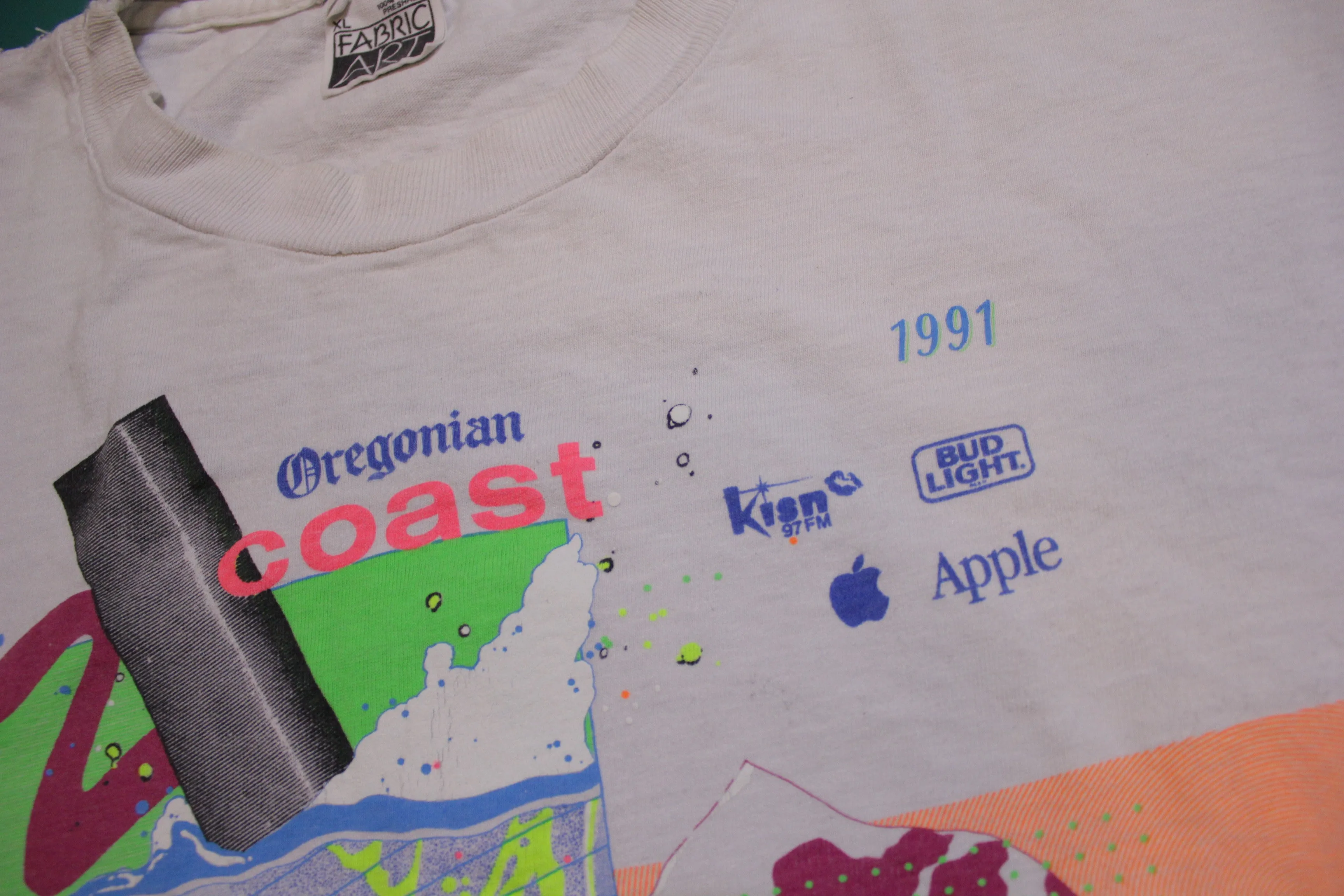 Apple Computer Bud Light Oregonian Coast 1991 Vintage Single Stitch Relay T-Shirt