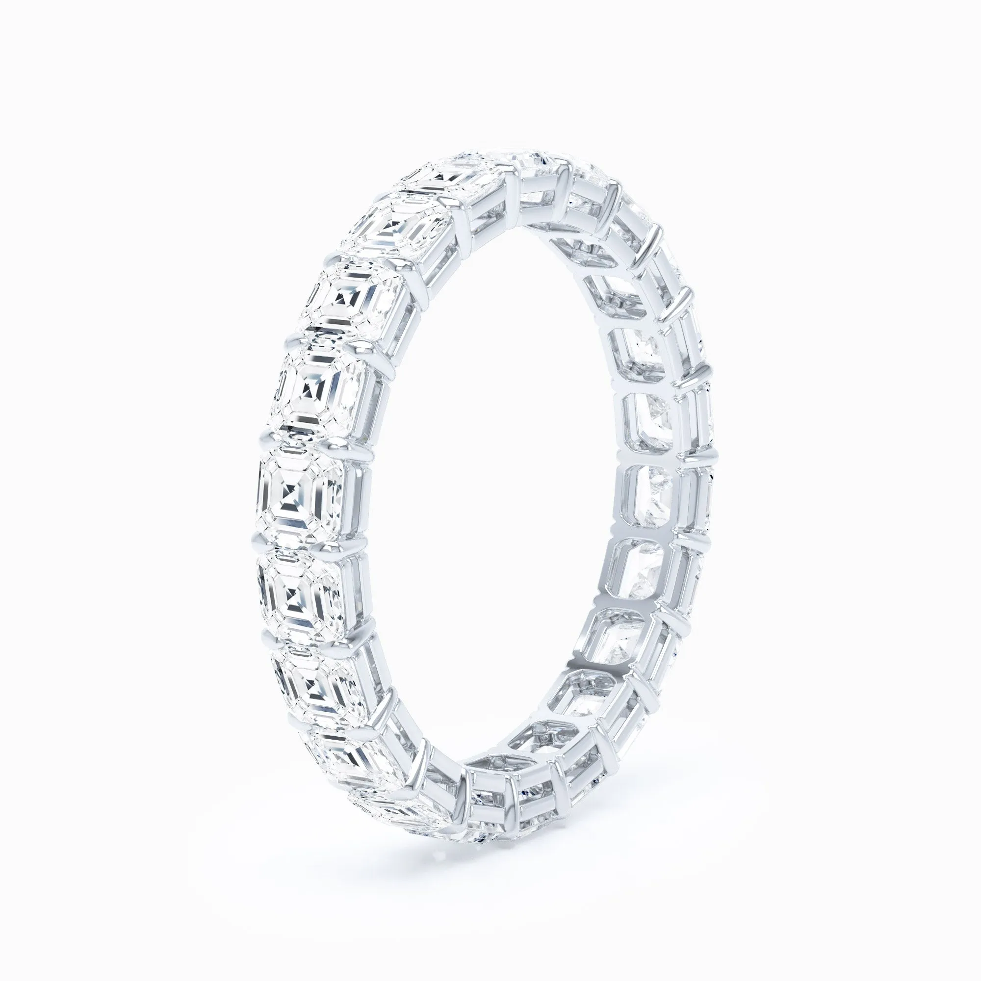 Asscher Shared Prong Wedding Band