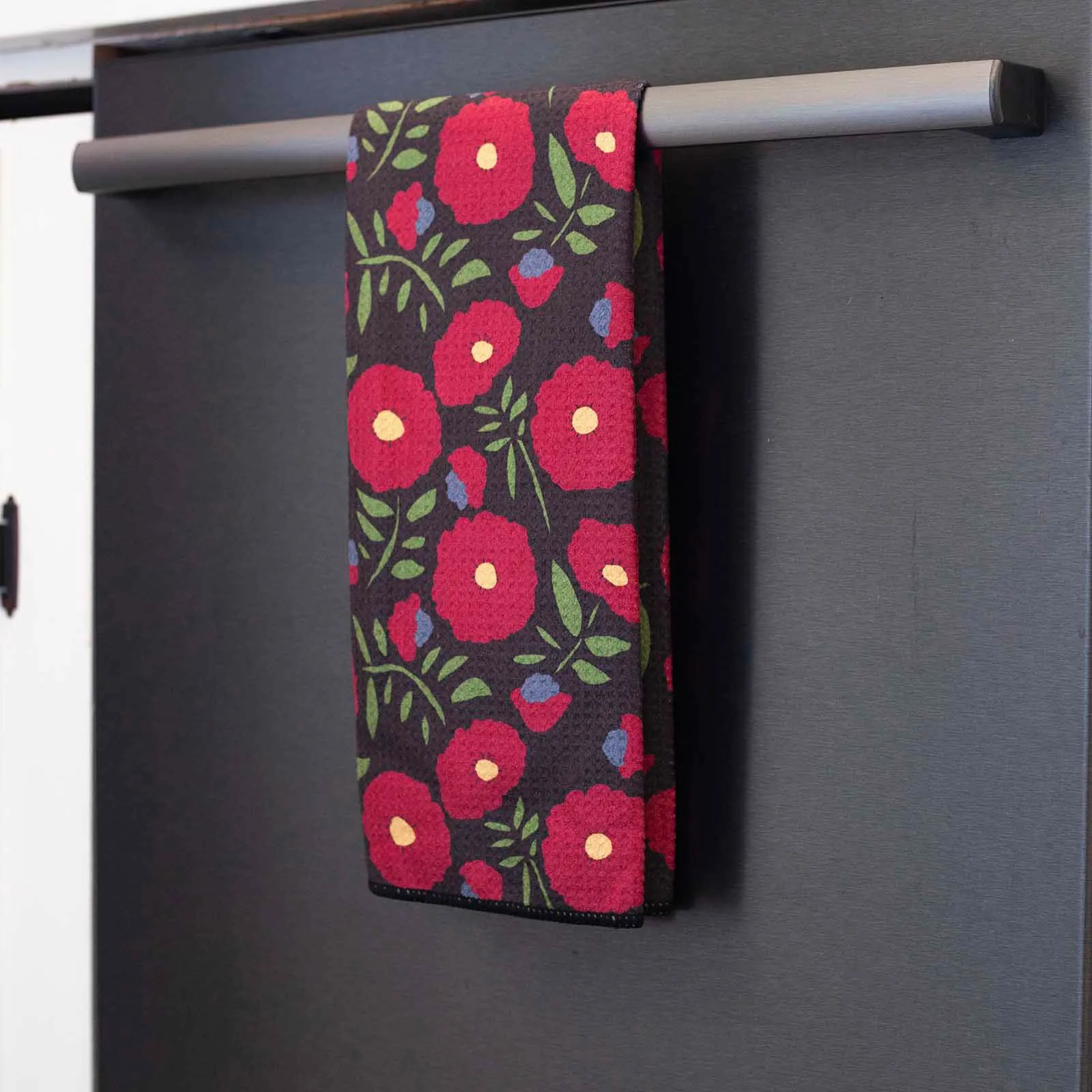 Autumnal Roses blu Kitchen Tea Towel