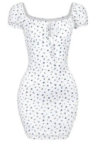 Azelia White Floral Bodycon Mini Dress