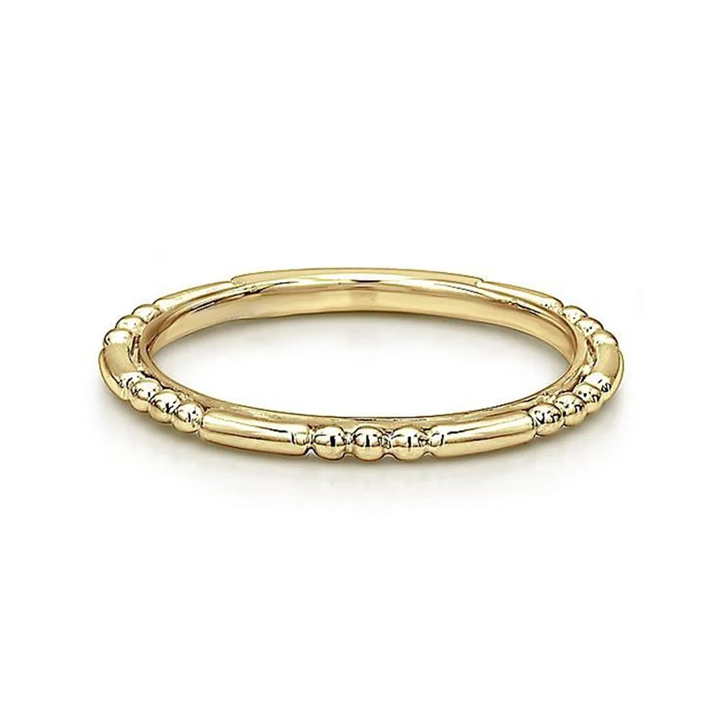 Ball and Bar Station Stackable Band - Yellow Gold