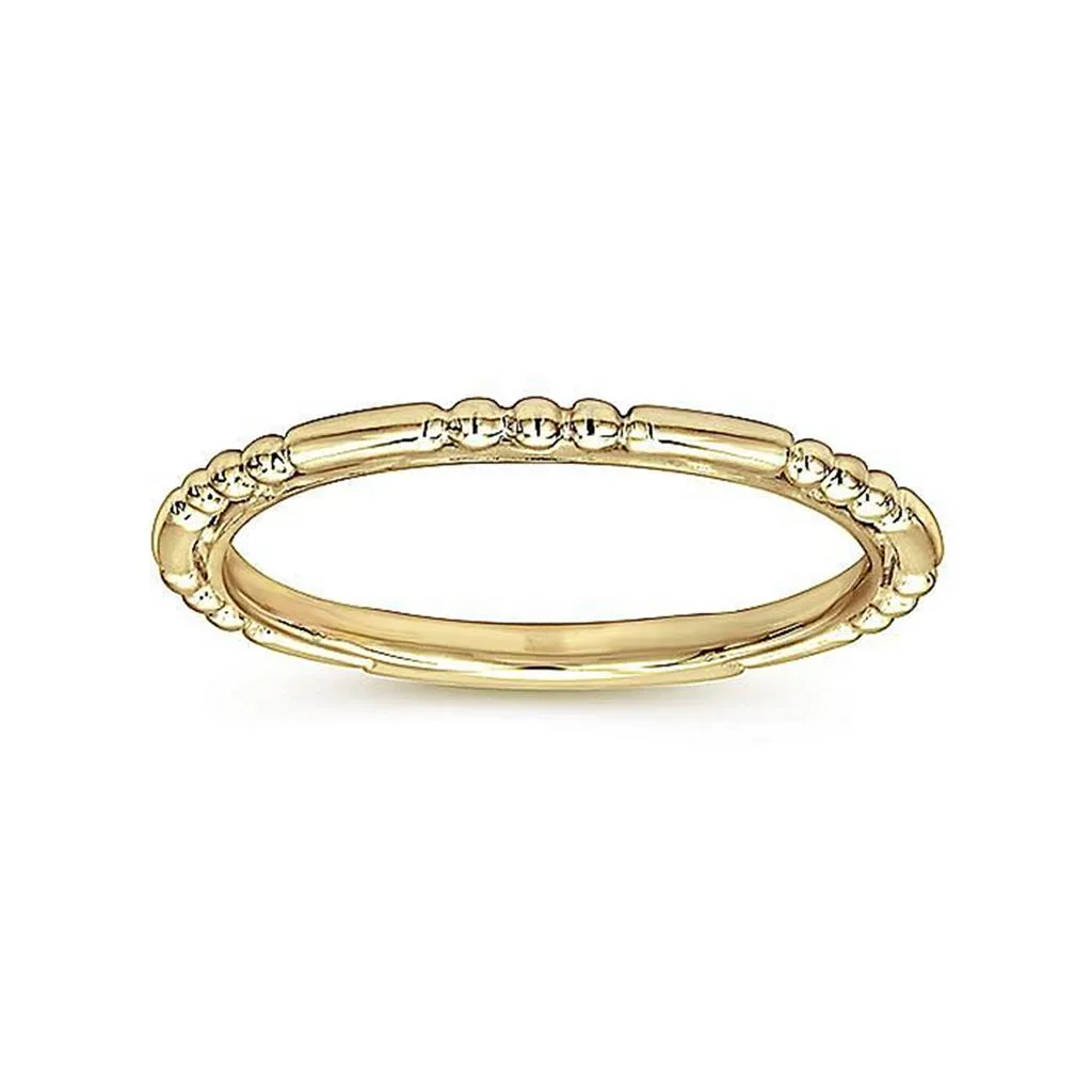 Ball and Bar Station Stackable Band - Yellow Gold