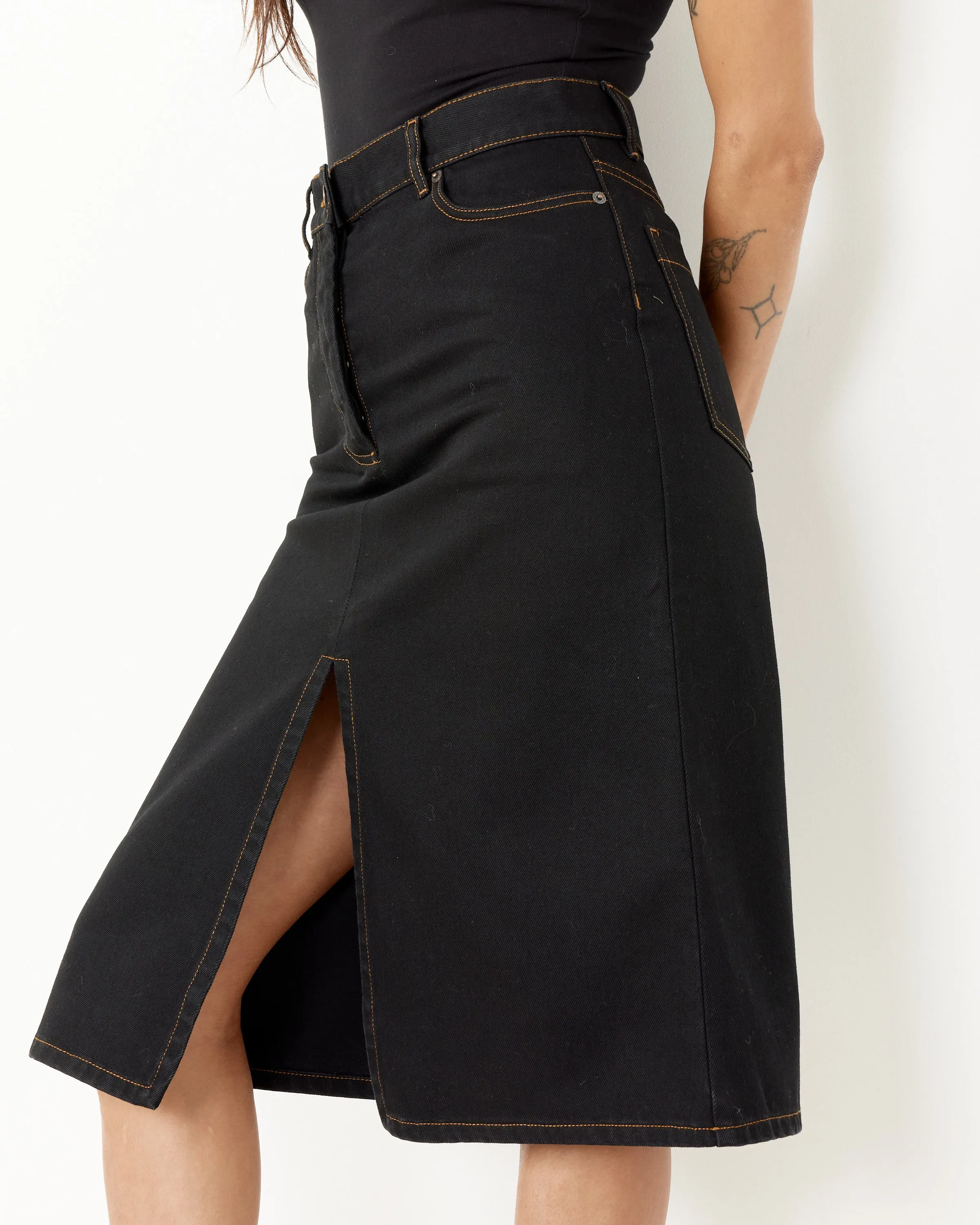 Black Denim Skirt