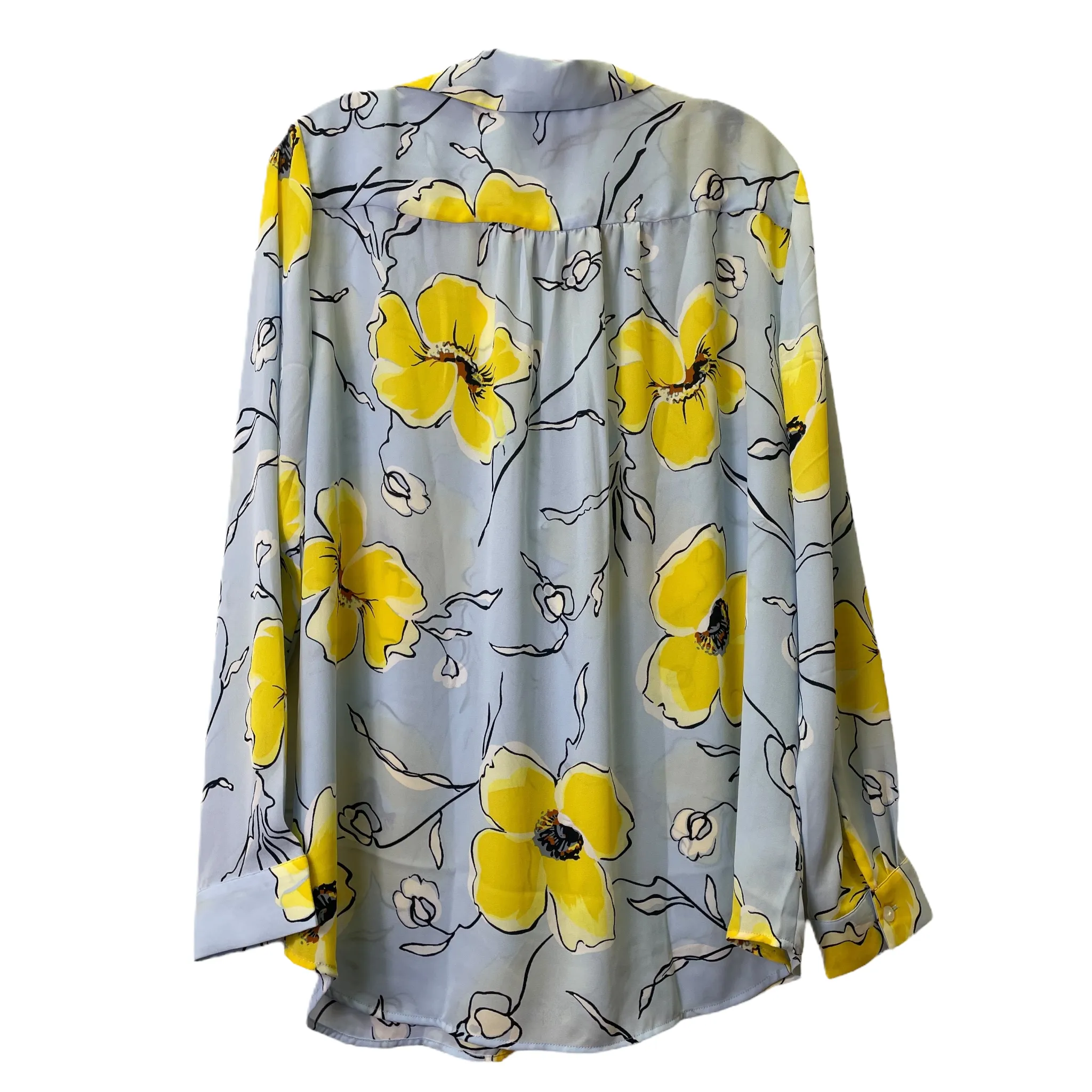 Blue & Yellow Top Long Sleeve By Ann Taylor, Size: L