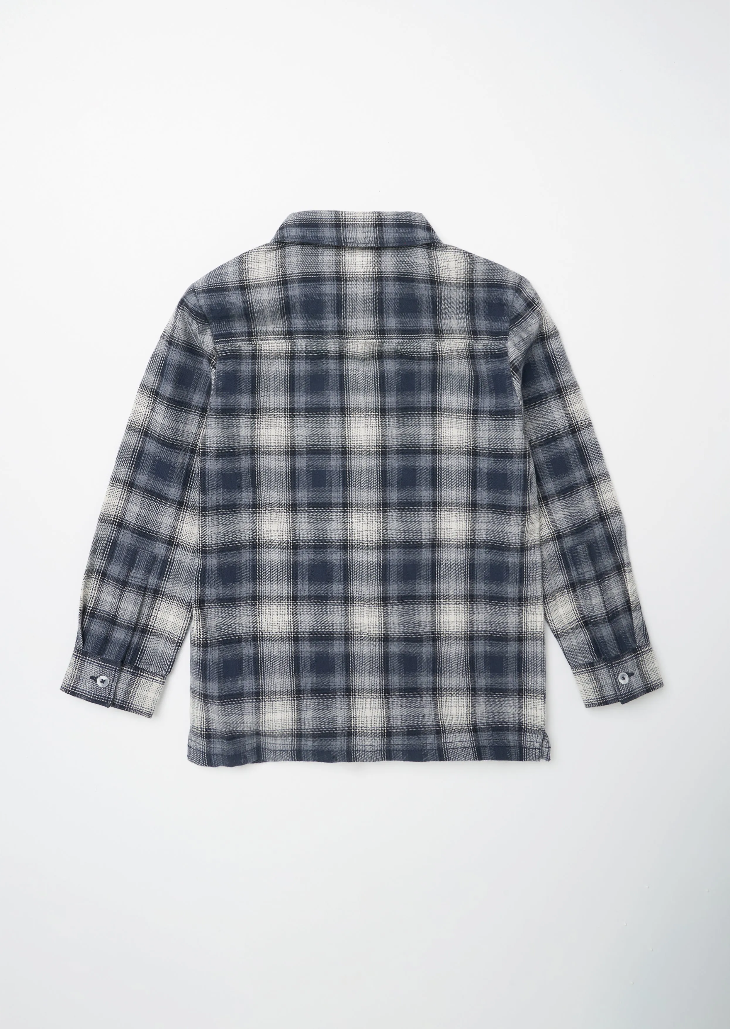 Boys Navy Checked Full Sleeves Cotton Shirt