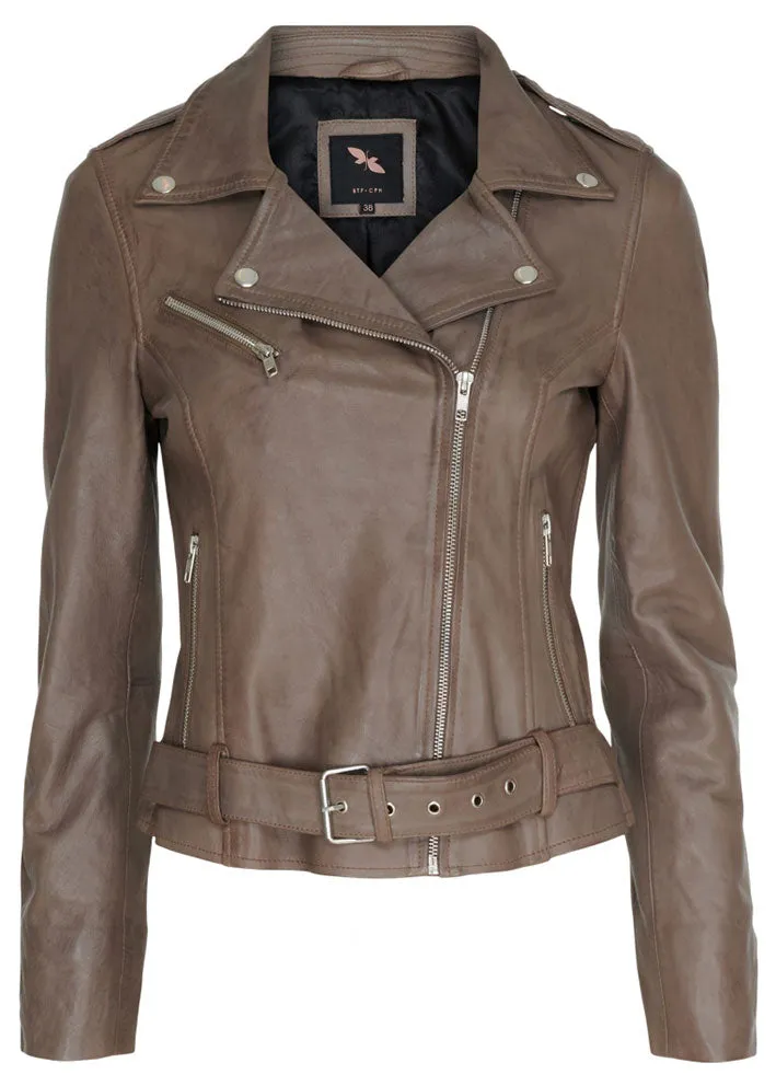 BTF CPH Biker Jacket 10575 Skindjakke - stone with silver