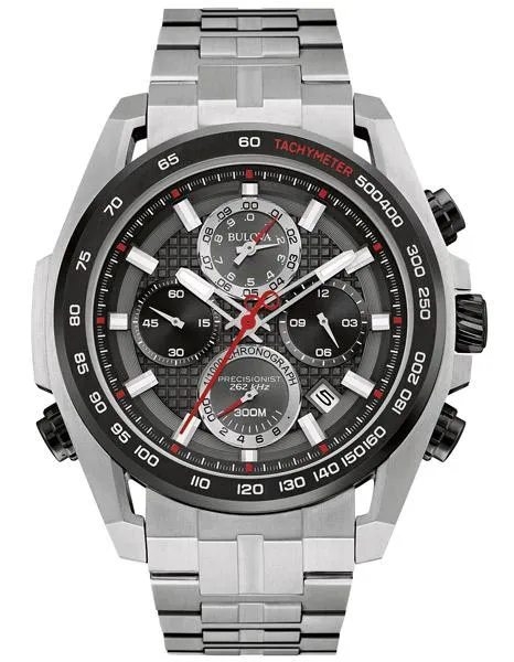 Bulova Mens Precisionist UHF Tachymeter Chronograph - Stainless - Black Dial