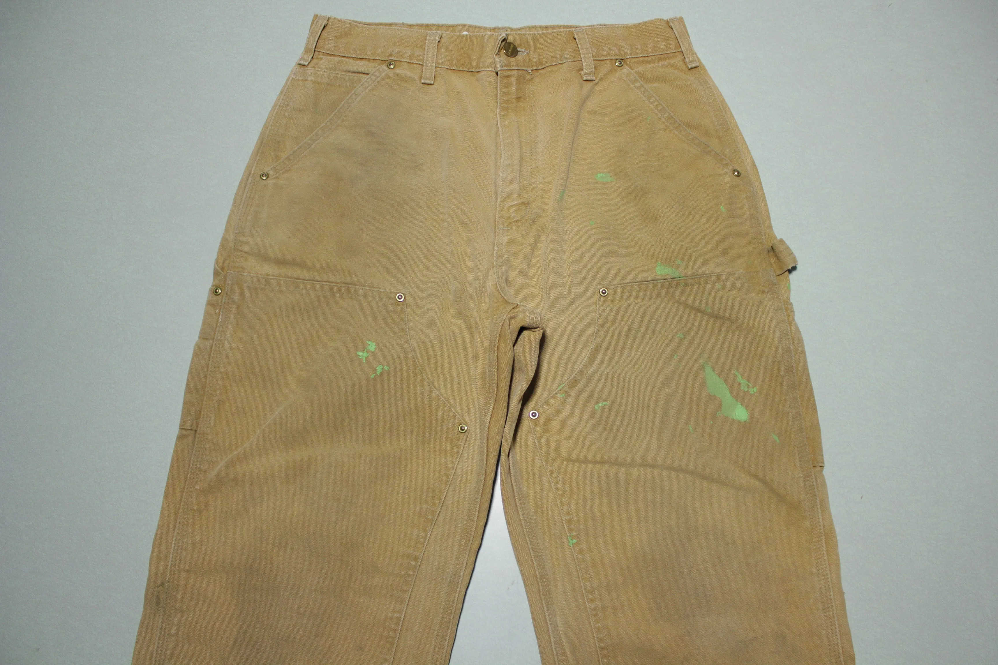 Carhartt B01 BRN Double Knee Washed Duck Work Pants Heavily Distressed USA Made