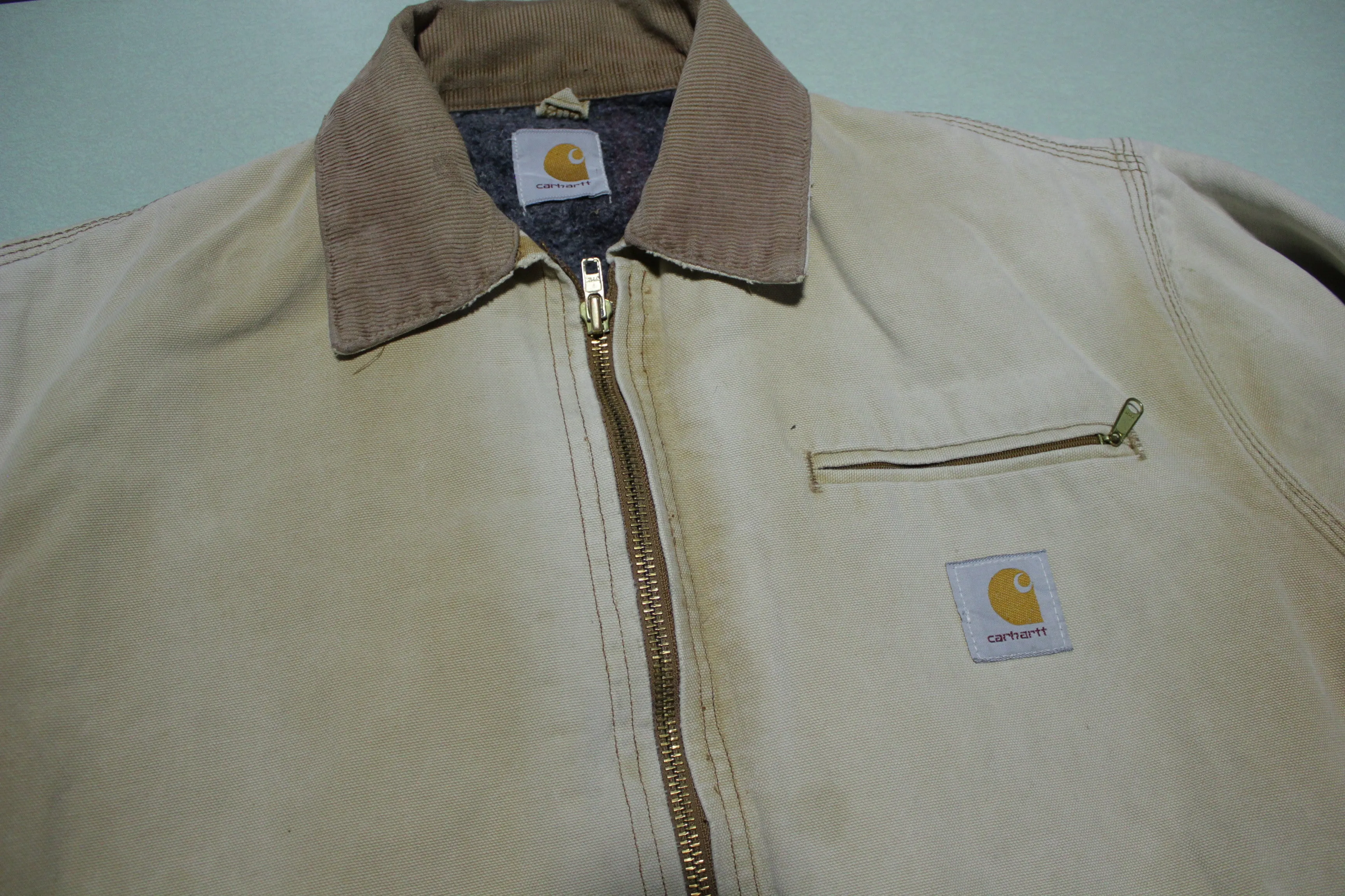 Carhartt J01 BRN Detroit Brown Duck Cotton Blanket Lined Jacket L USA