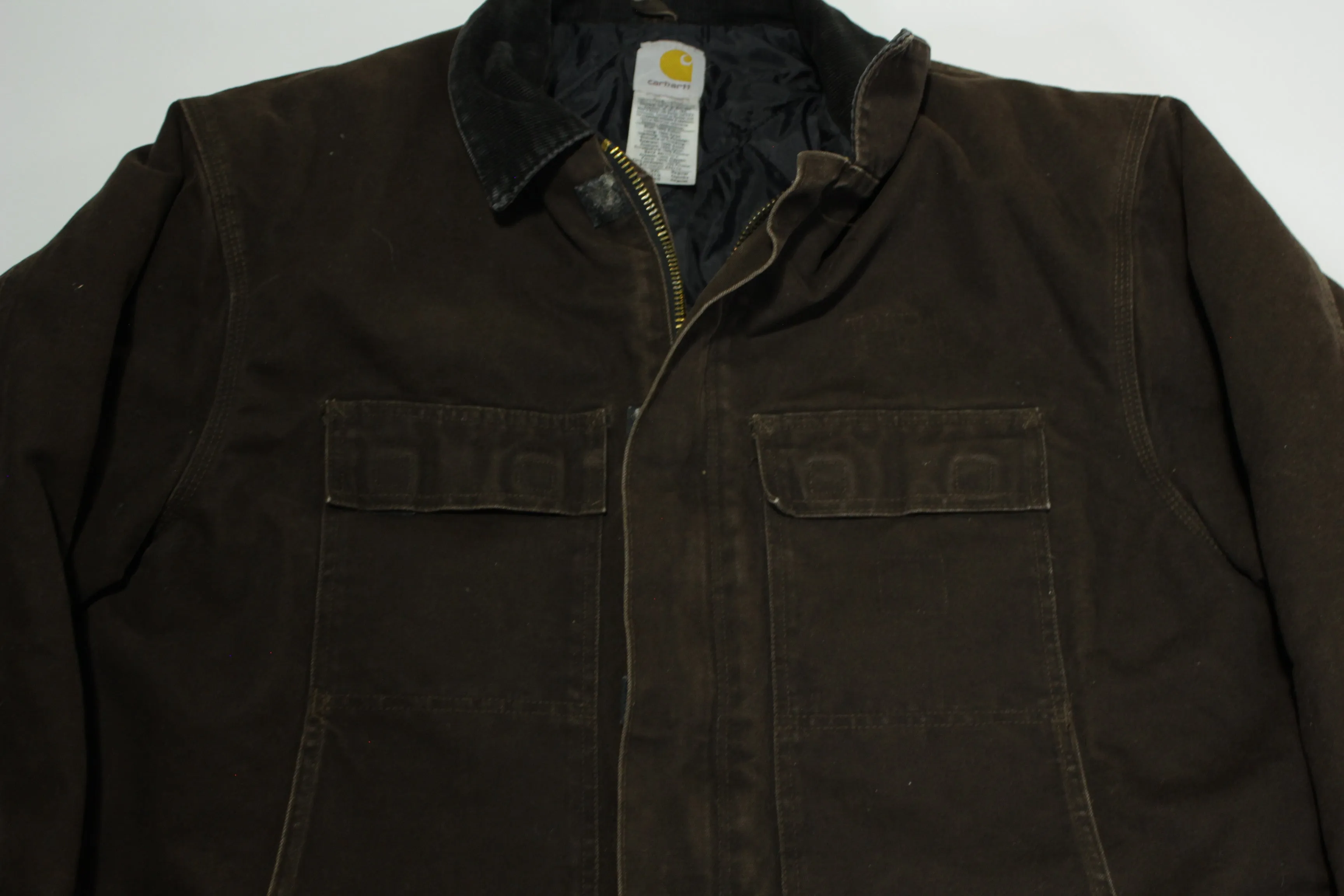 Carhartt Mens C26 Brown Canvas Duck Arctic Traditional Quilt Lined Coat / Jacket