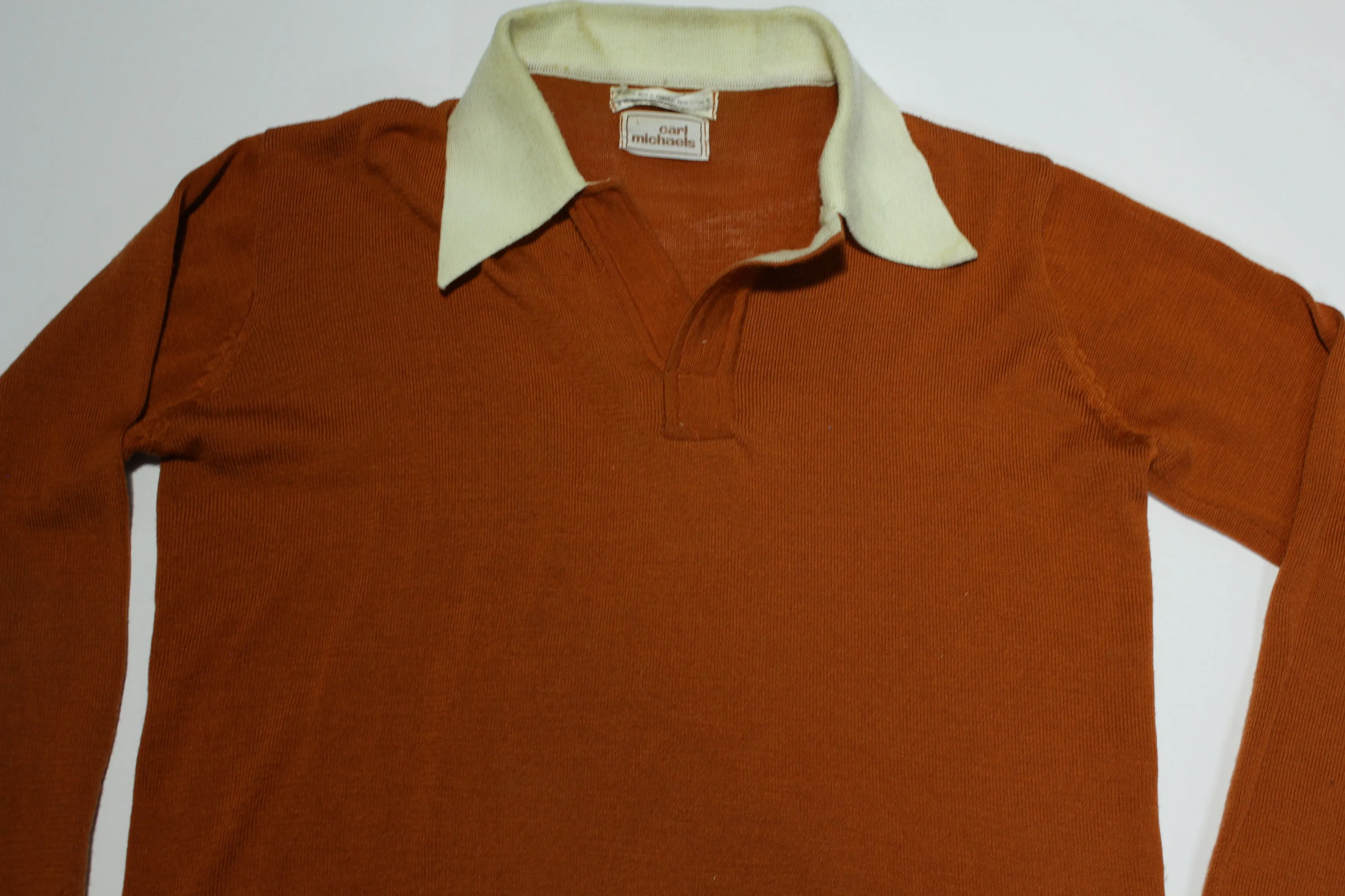 Carl Michaels Vintage 70's Long Sleeve Acrylic Polo Shirt