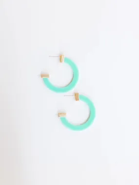 Classic Acrylic Medium Hoops in Teal