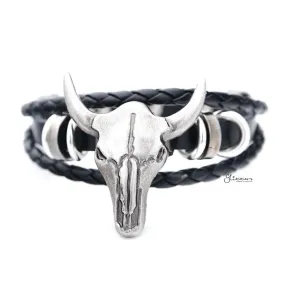 Classic Multilayer Buffalo Skull Adjustable Leather Bracelet