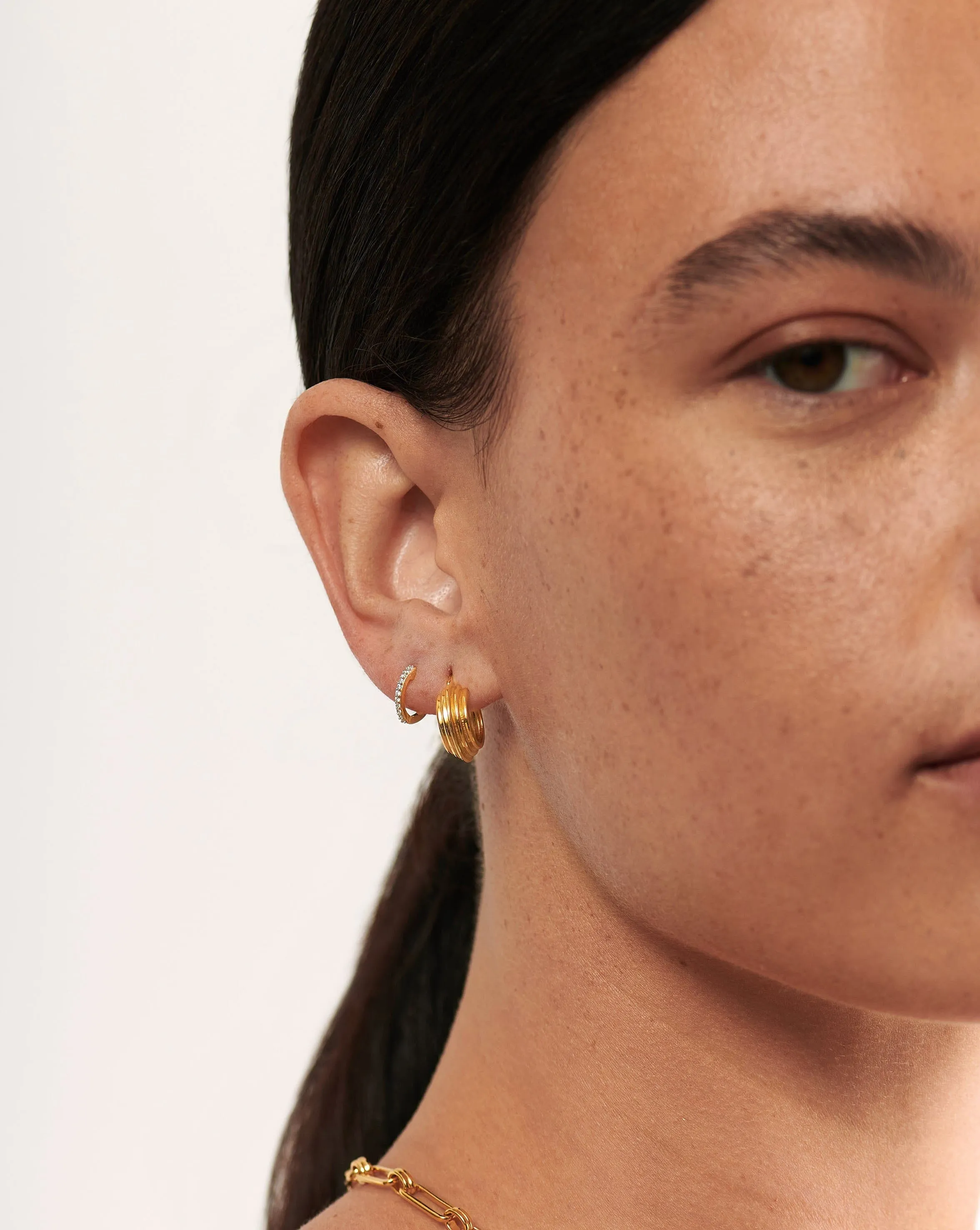 Classic Ridge Mini Hoop Earring Set | 18ct Gold Plated Vermeil