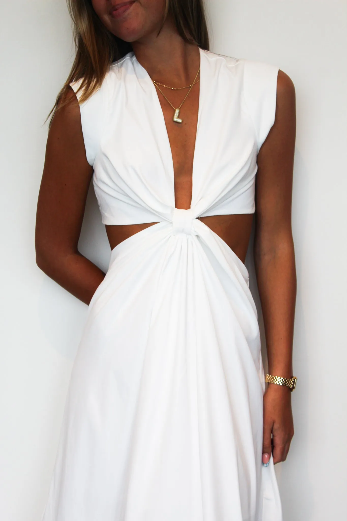 Classic Sleeveless Cut Out Midi Dress