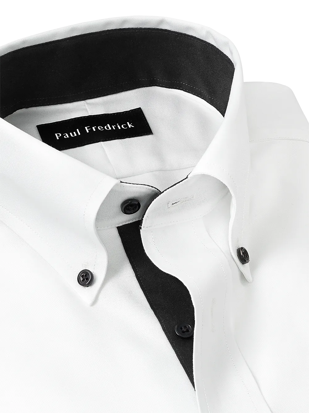 Comfort Stretch Non-Iron Solid Dress Shirt With Contrast Trim - White/black