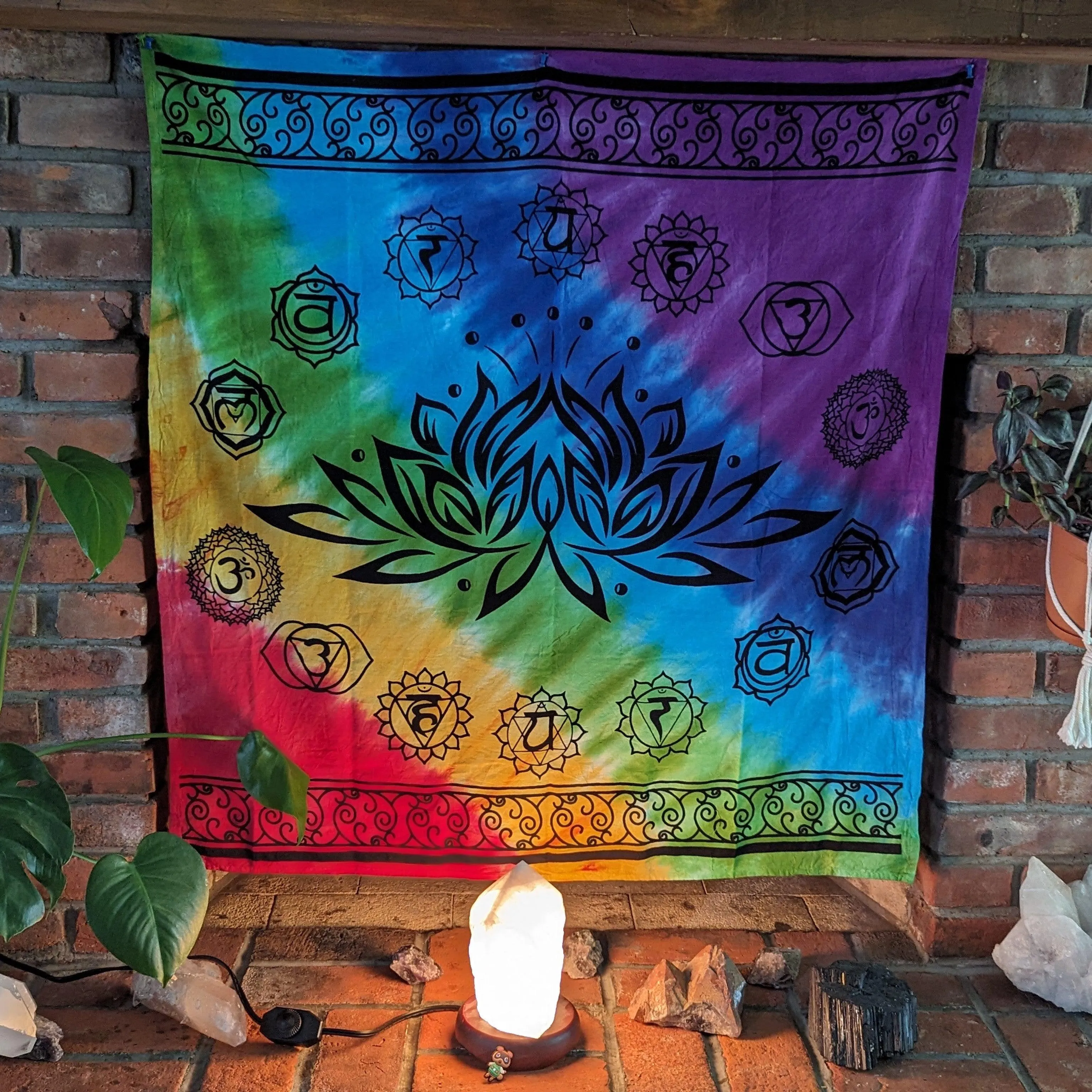 Cotton, Dyed Tapestry with Chakra Symbols