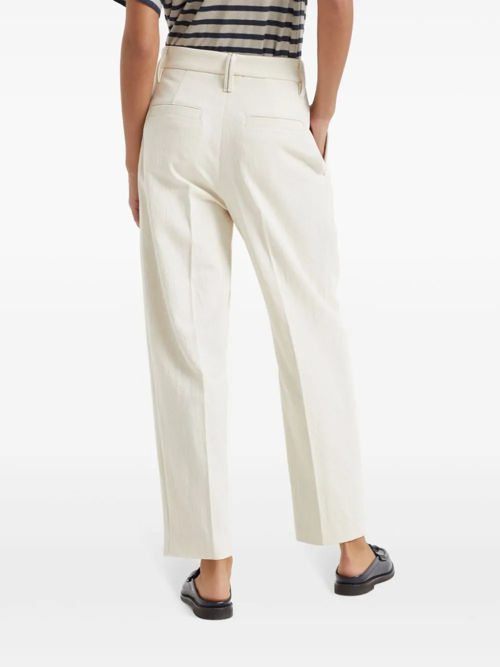 COTTON GABARDINE SLOUCHY TROUSERS WITH SHINY DETAIL