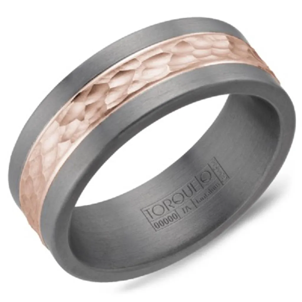 Crown Ring Torque Grey Tantalum & Rose Gold 8mm Wedding Band