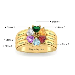 Custom 6 Name Engraved Rings for Women