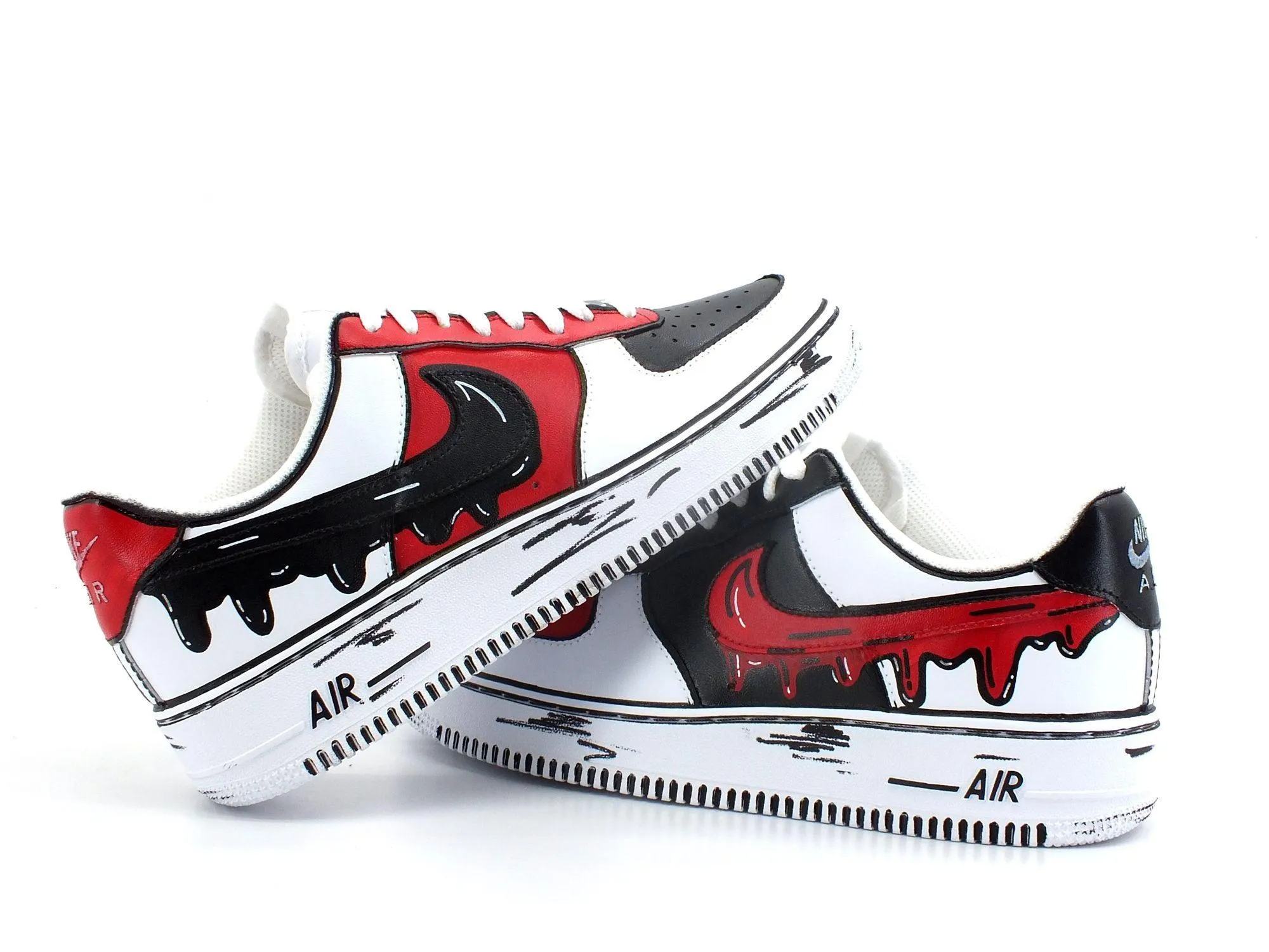 CUSTOM / Nike Air Force 1 Sneaker AF1 Donna Comics Chicago Red White Black